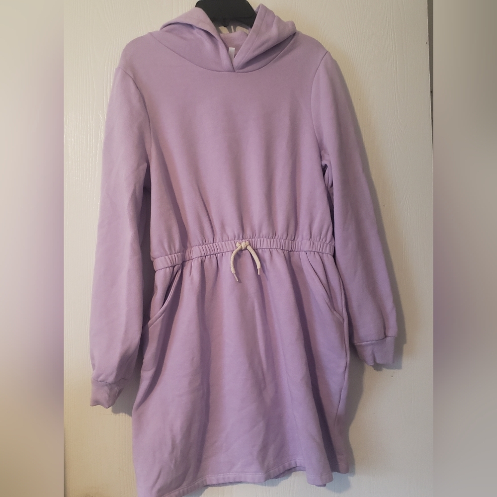 Fabkids Girls Size XXL 18 Lavender Hooded Fleece Dress With Pockets